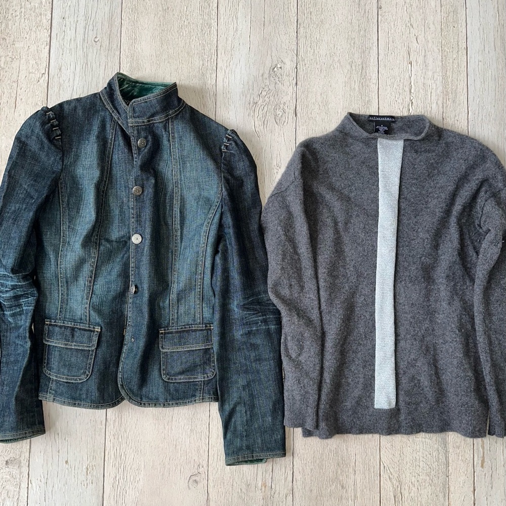 Sofia Cashmere Mock Neck Sweater & Jean Jacket